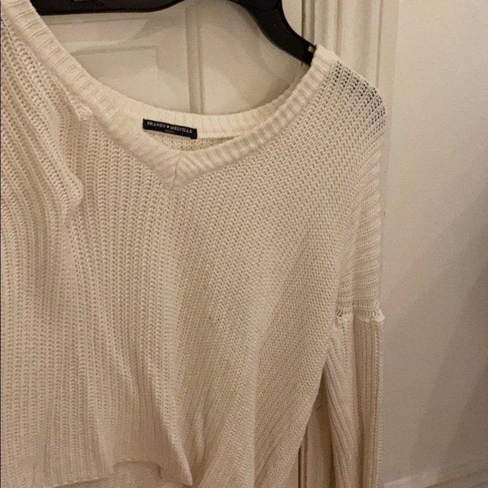 brandy melville white v neck sweater